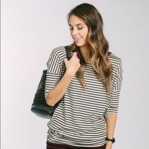 Agnes & Dora Black and White Striped Dolman Tunic